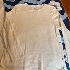 Cute cream color J-Jill side-snap sweater